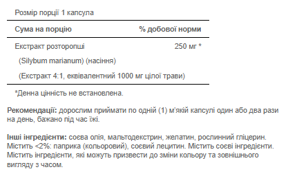 Екстракт розторопші Puritans Pride Milk Thistle 4:1 1000 мг 90 капсул