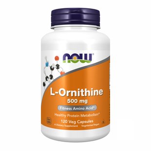 Аміносилота орнітин Now Foods L-Ornithine 500 мг 120 капсул