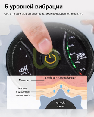 Вібраційний масажний валик AmyUp Сірий 5 режимів