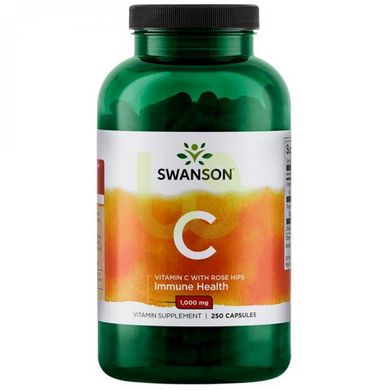 Вітамін C з шипшиною Swanson Vitamin C with Rose Hips 1000 мг 250 капсул