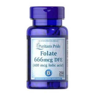 Фолиевая кислота Puritans Pride Folate 666 мкг DFE 400 мкг 250 таблеток