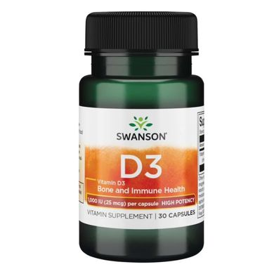 Вітамін D-3 Swanson Vitamin D-3 1000 IU 30 капсул