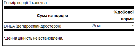 Тестостероновий бустер ДГЕА Swanson DHEA 25 мг 120 капсул