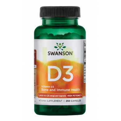 Вітамін D-3 Swanson Vitamin D-3 1000 IU 250 капсул