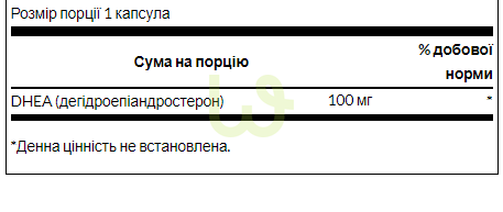 Тестостероновий бустер ДГЕА Swanson DHEA 100 мг 60 капсул