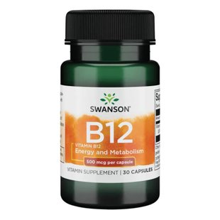 Вітамін B-12 Swanson Vitamin B-12 500 мкг 30 капсул