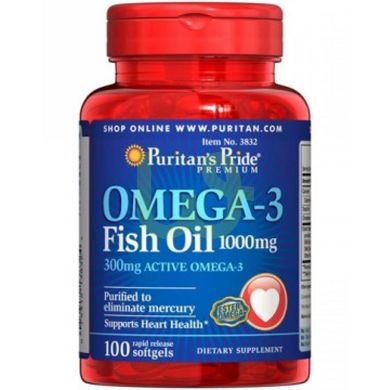 Омега-3 жирні кислоти Puritans Pride Omega 3 1000 мг 250 капсул