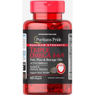 Омега-3-6-9 жирні кислоти Puritans Pride Triple Omega 3 6 9 Maximum Strength 60 капсул