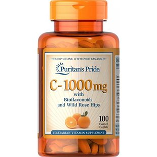 Вітамін C з шипшиною Puritans Pride Vitamin С Bioflavonoids 1000 мг 100 таблеток