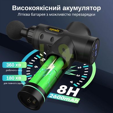 Перкуссионный массажер для тела Gidrix Pro Черный