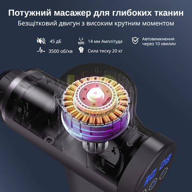 Перкуссионный массажер для тела Gidrix Pro Черный