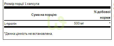 Аминокислота L-пролин Swanson L-Proline 500 мг 100 капсул