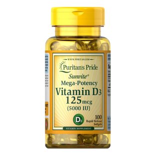 Вітамін D3 Puritans Pride Vitamin D-3 5000 IU 100 таблеток